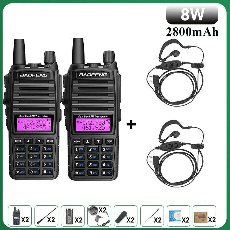 Baofeng UV-82 Walkie Talkie 8W 1PCS 2PCS FM Radio Type C Battery Optional Comunicado Radio For Hunting CB Ham Radios UV-5R UV-16