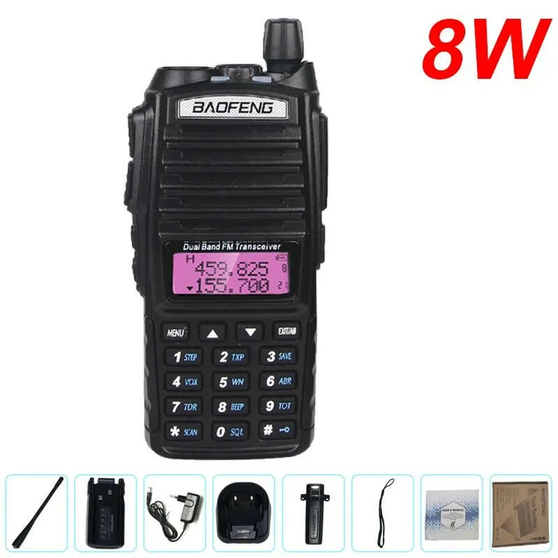 Baofeng UV 82 Walkie Talkie Long Range 8W Radio Comunicador High Power Dual PTT For Hunting UV-82 UHF VHF Portable FM Ham Radios