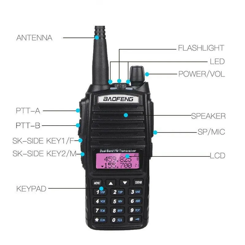 Baofeng UV 82 Walkie Talkie Long Range 8W Radio Comunicador High Power Dual PTT For Hunting UV-82 UHF VHF Portable FM Ham Radios