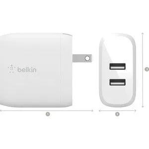 Belkin BoostCharge Dual USB-A Wall Charger 24W, 24W, 4.80A Output, White