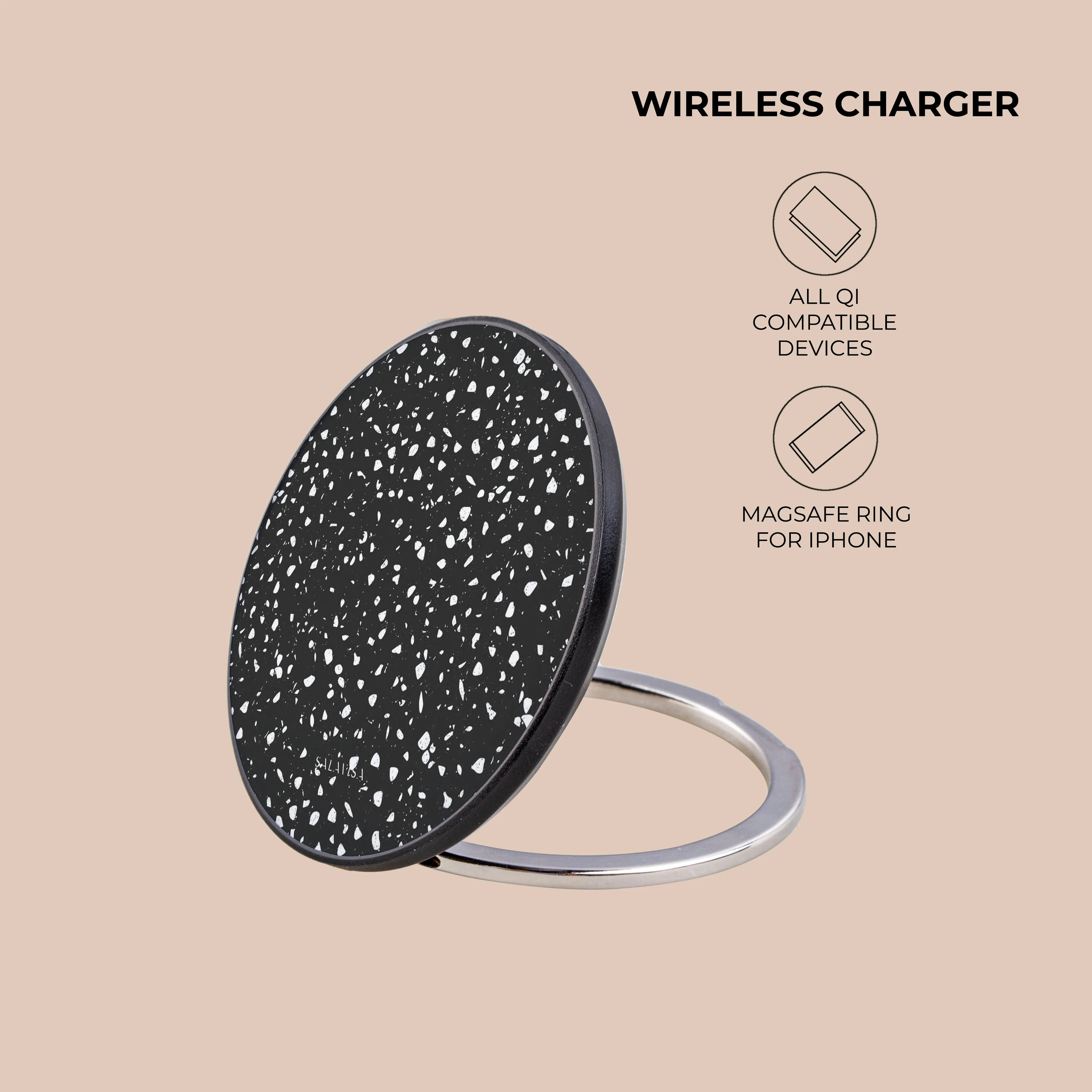 Black Coffee Terrazzo Wireless Charger