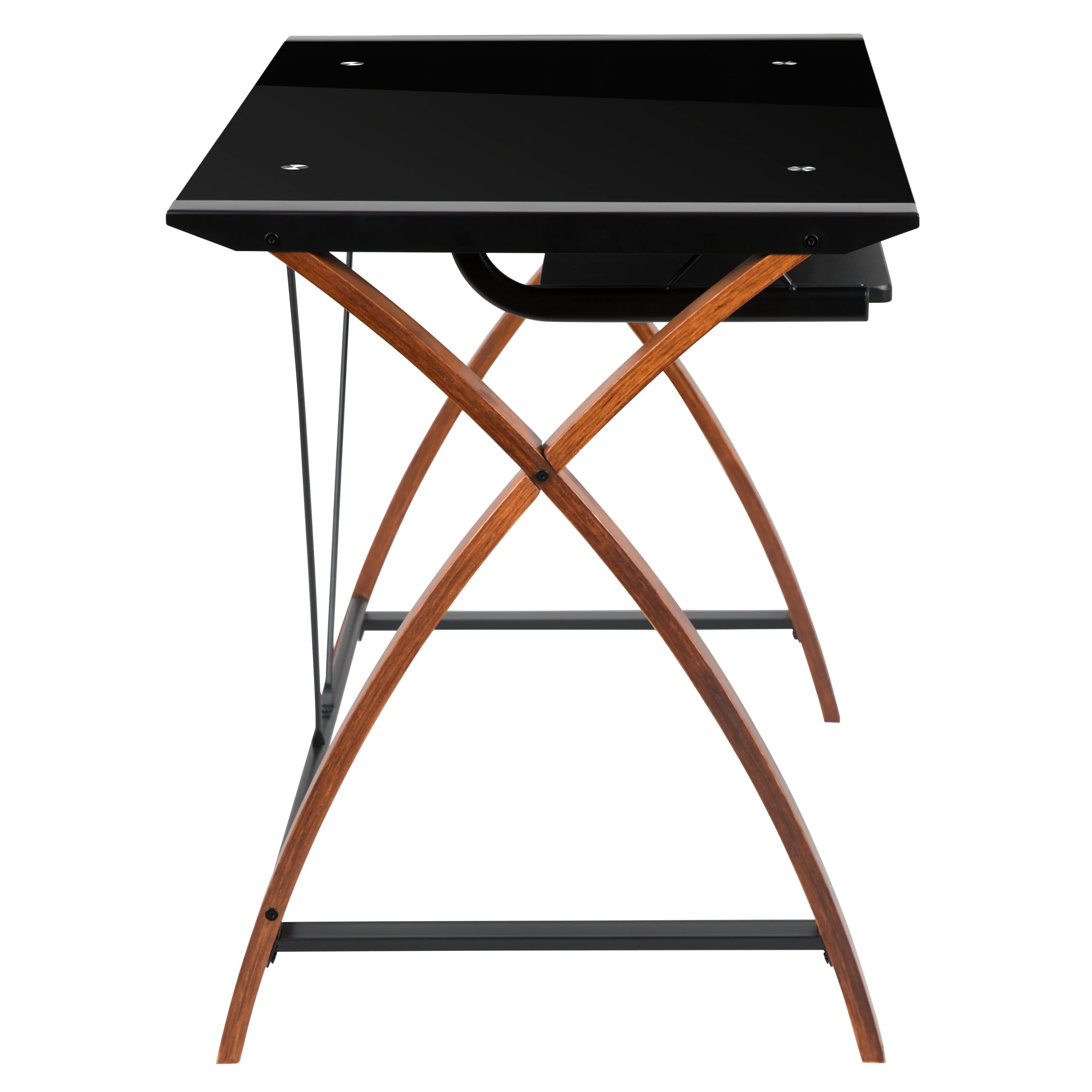 Black Glass L-Shape Desk NAN-JN-2824SL-COMBO-BK-GG