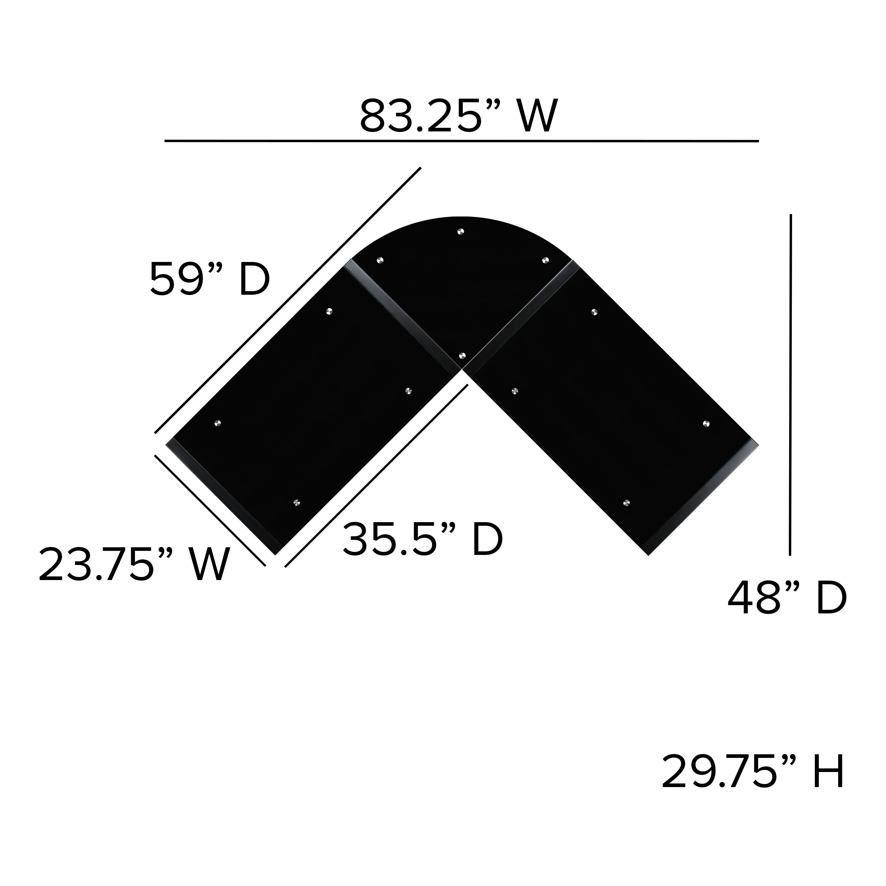 Black Glass L-Shape Desk NAN-JN-2824SL-COMBO-BK-GG