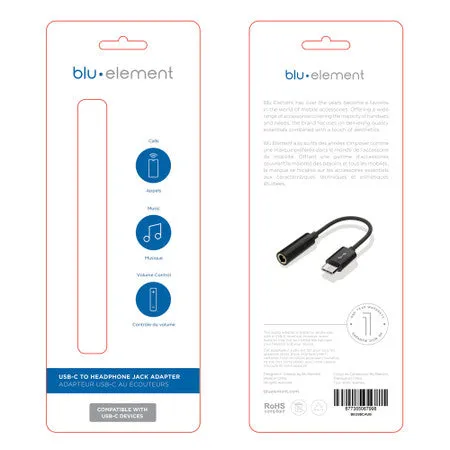 Blu Element USB-C to 3.5mm Headphone Jack Adapter Black