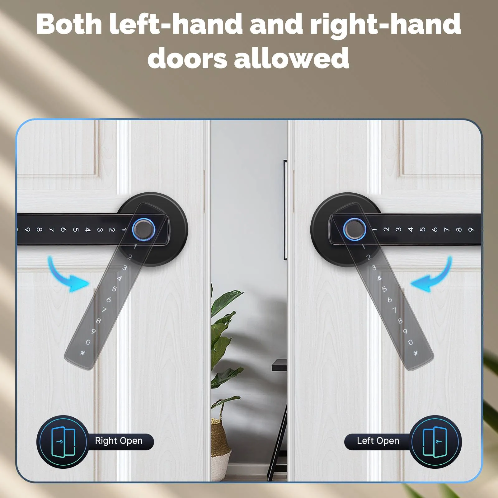 Bluetooth Smart Door Lock with Passcode keypad, Biometric Entry Doorknob with Handle