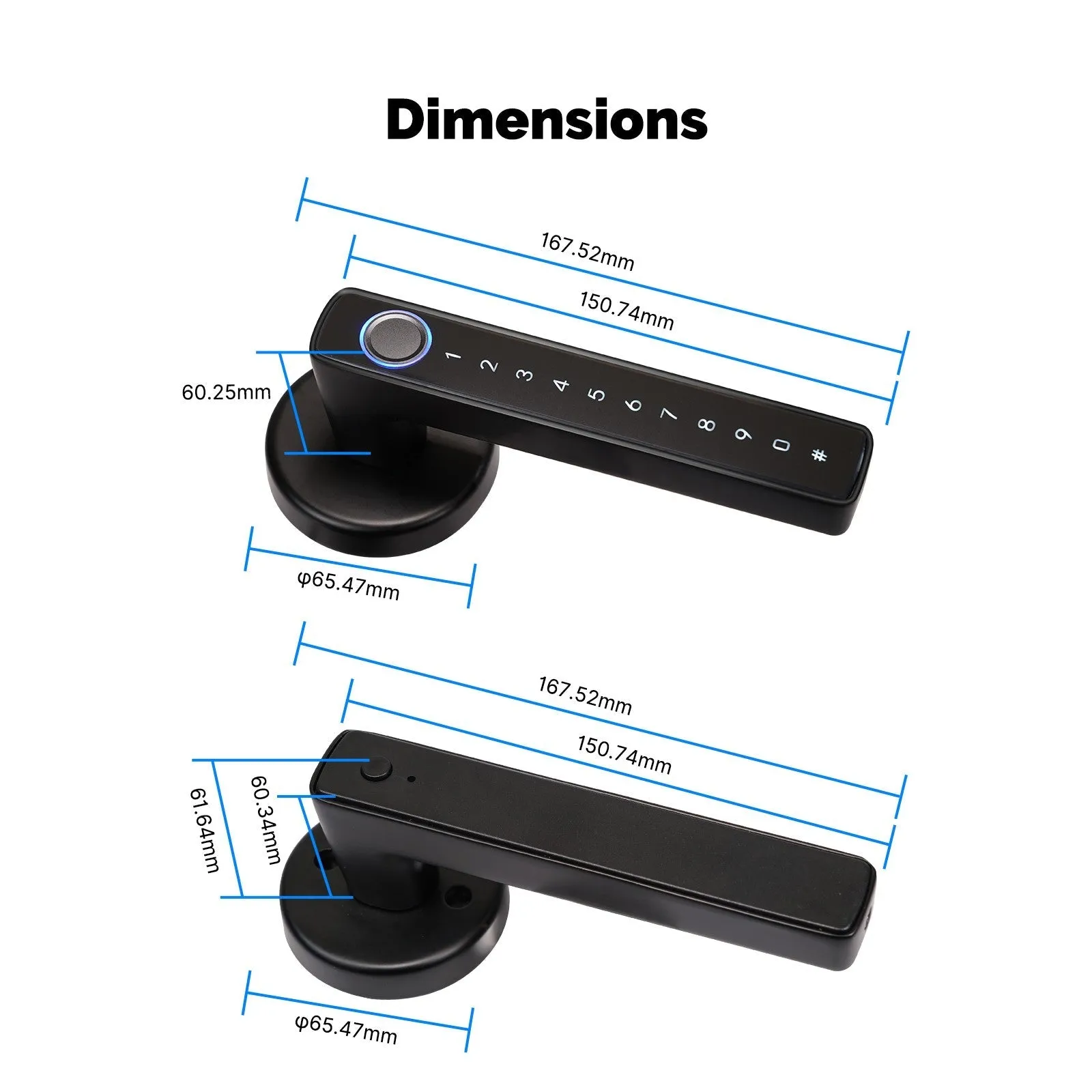 Bluetooth Smart Door Lock with Passcode keypad, Biometric Entry Doorknob with Handle