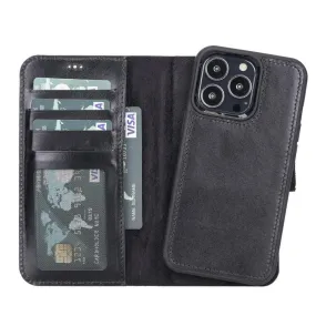 Carter iPhone 13 Detachable Wallet Case, Rustic Black