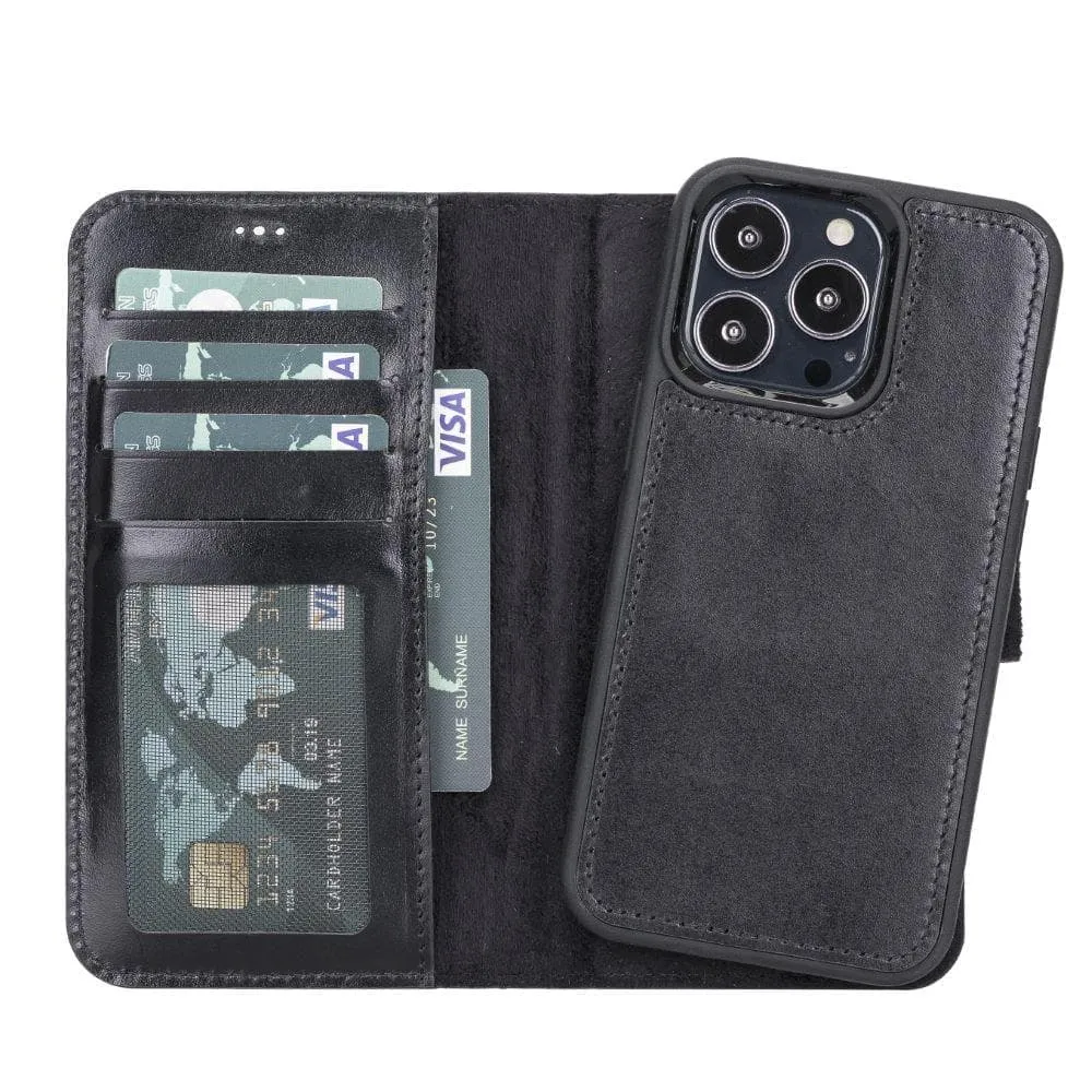 Carter iPhone 13 Pro Max Detachable Wallet Case, Rustic Black