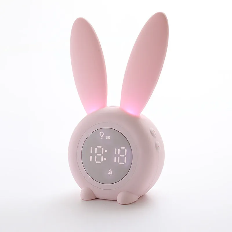 Cartoon Cute Rabbit Timing Alarm Clock with Night Light LED Light Timer Alarm Clock Creative USB Charging Bedside Lamp