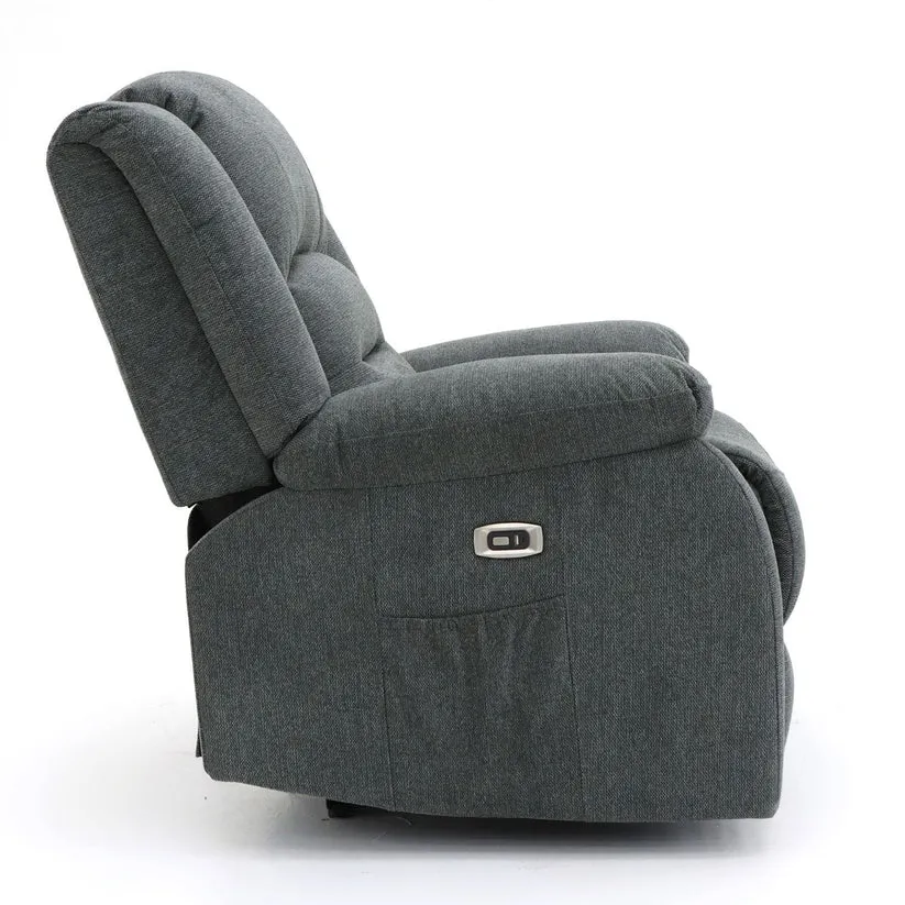 Chicago Electric Fabric Recliner Sofa - Graphite 2 Seater - 136 CM