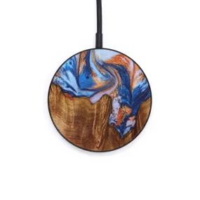 Circle Wood Resin Wireless Charger - Ana (Teal & Gold, 640156)