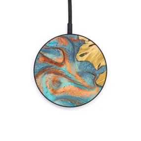 Circle Wood Resin Wireless Charger - Anders (Teal & Gold, 621944)