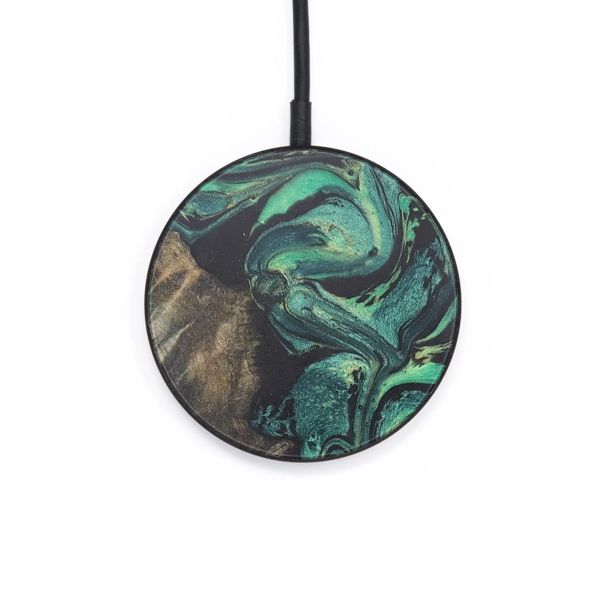 Circle Wood Resin Wireless Charger - Aspen (Green, 682433)