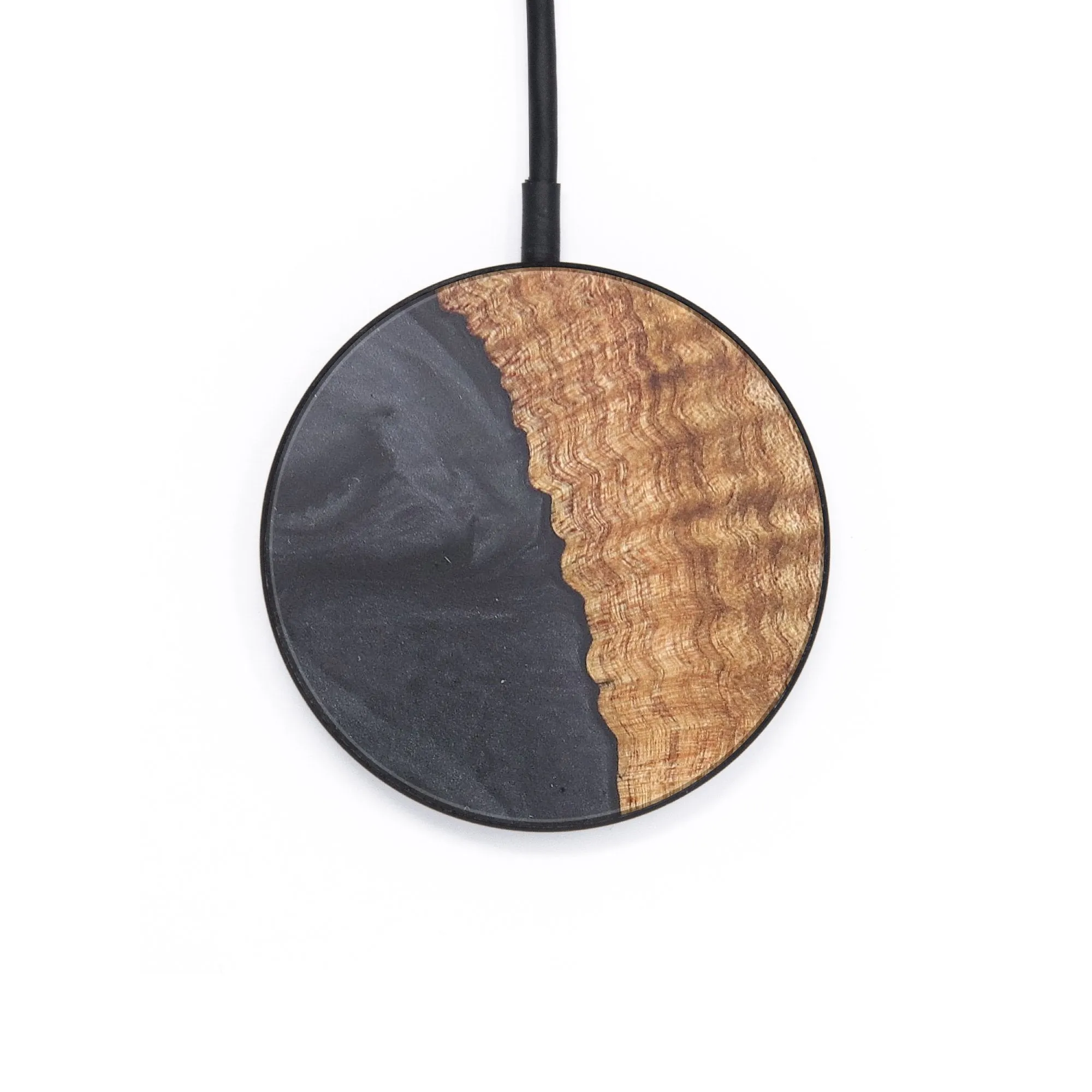 Circle Wood Resin Wireless Charger - Carolyn (Pure Black, 678151)