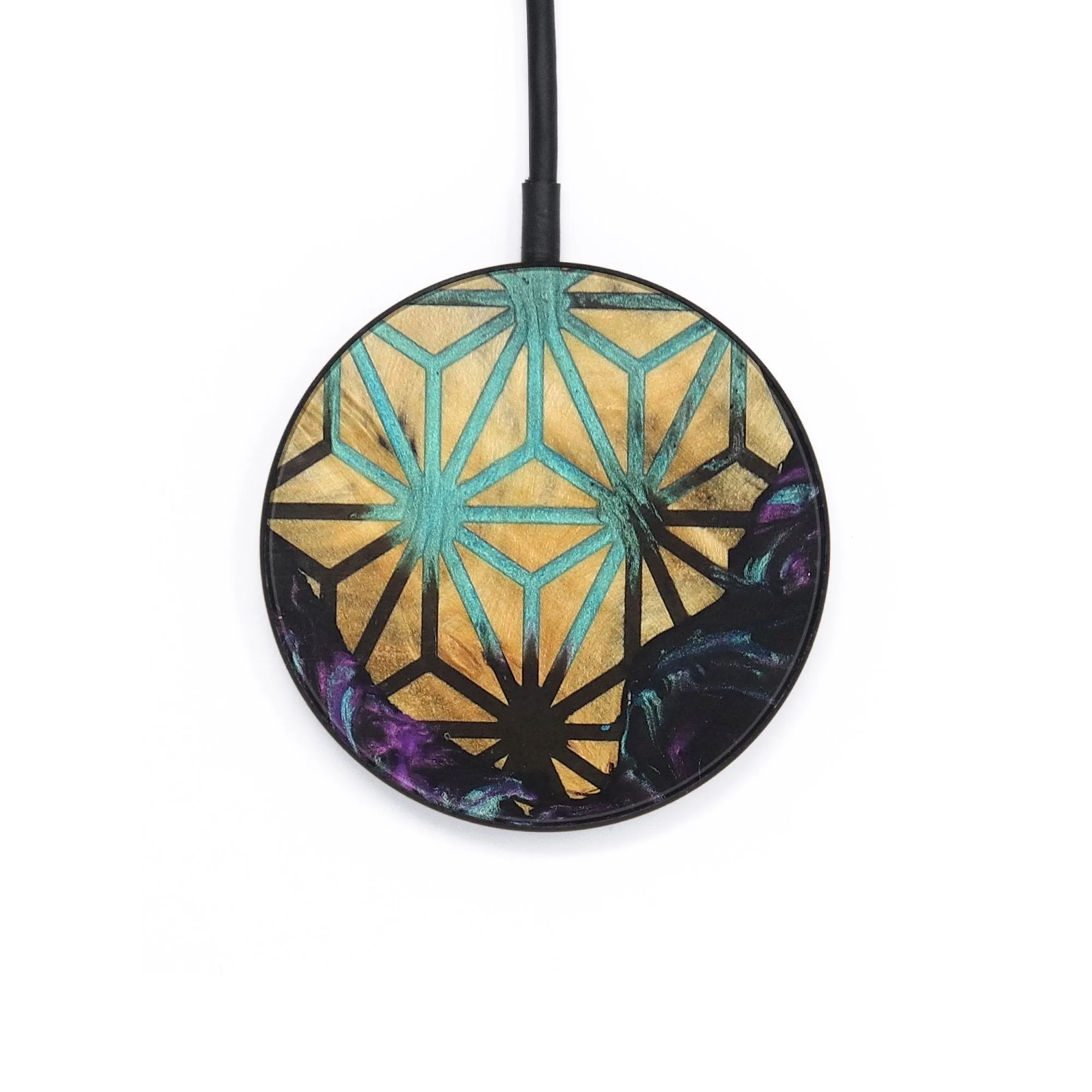 Circle Wood Resin Wireless Charger - Cassie (Pattern, 695468)