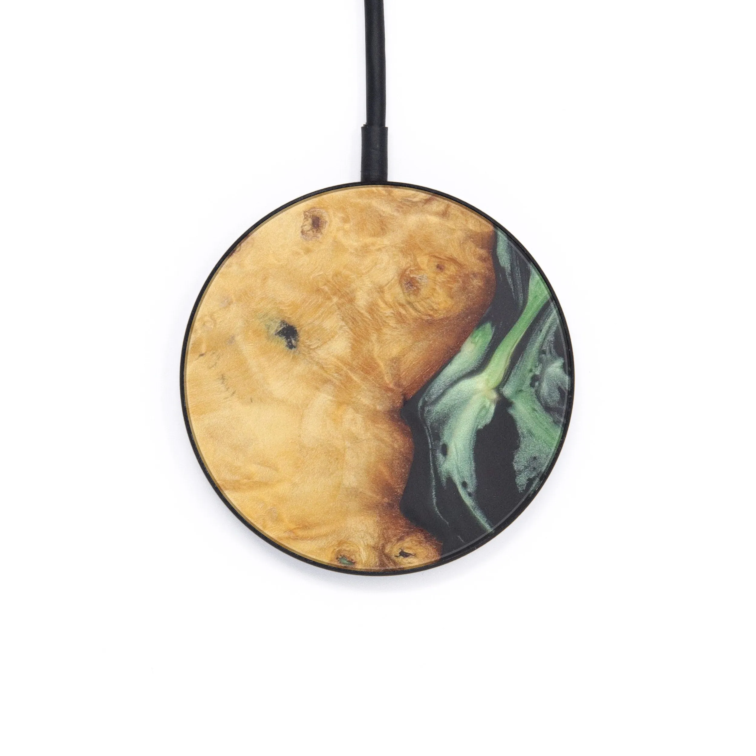 Circle Wood Resin Wireless Charger - Cavin (Dark Green, 607034)