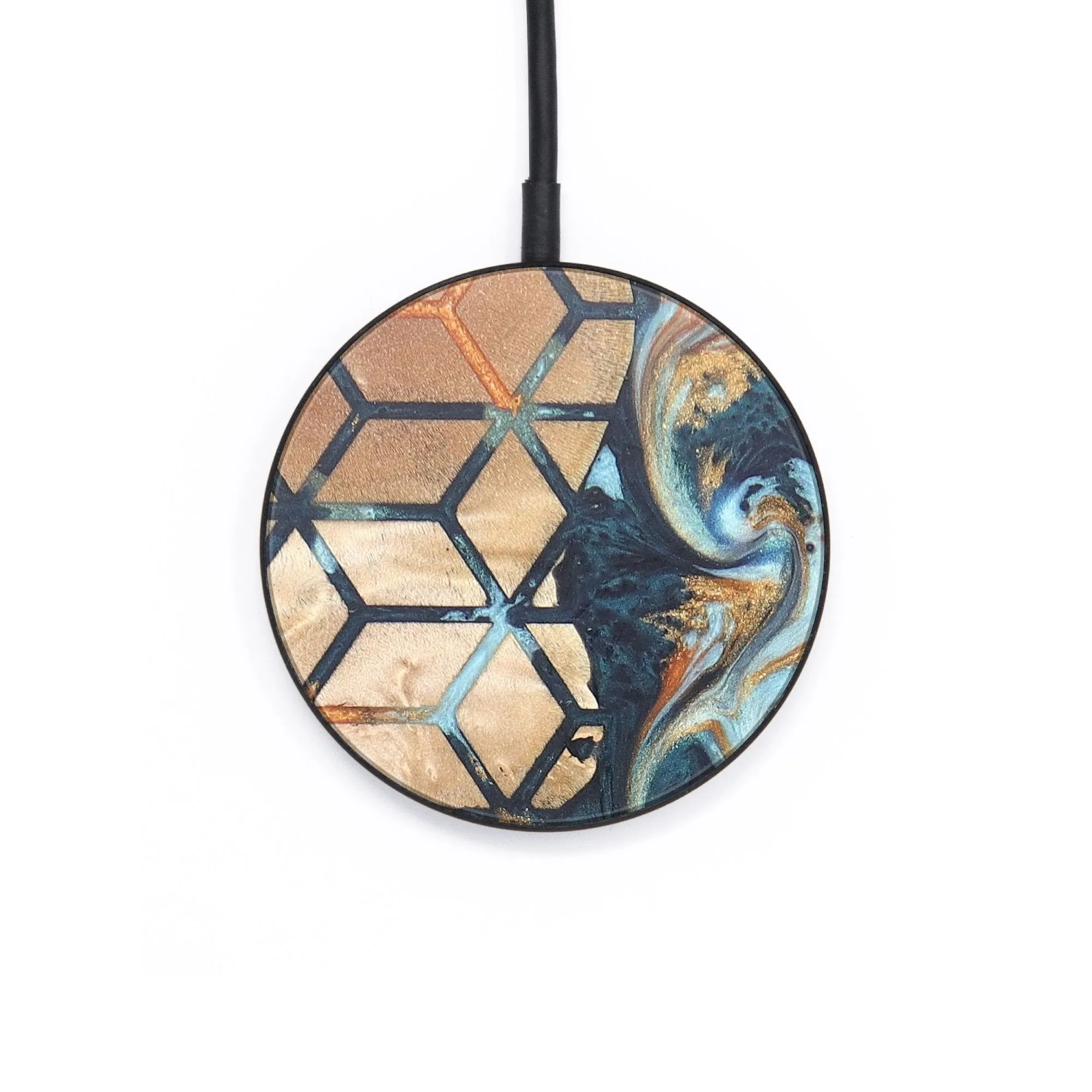 Circle Wood Resin Wireless Charger - Declan (Pattern, 684590)