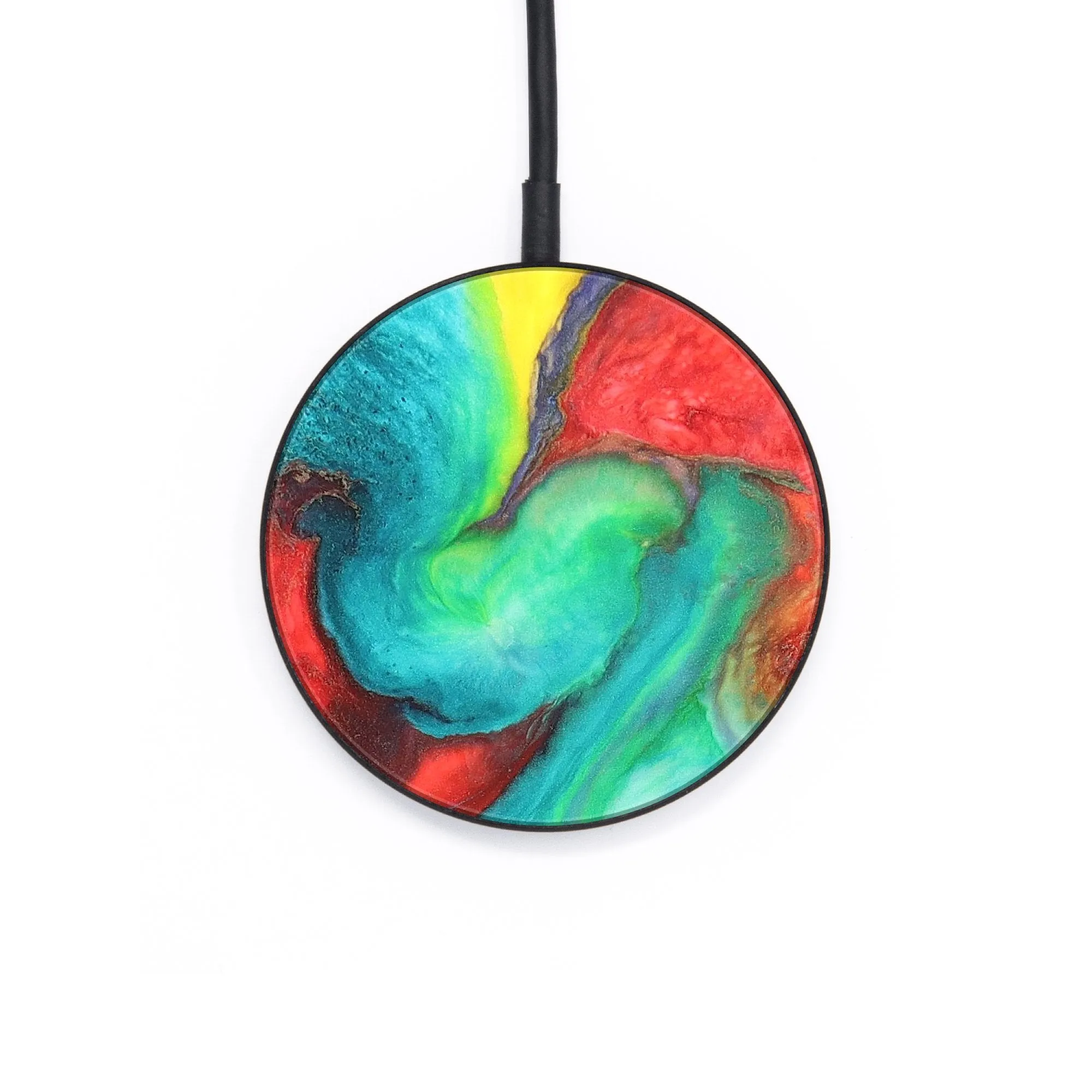 Circle Wood Resin Wireless Charger - Dewey (Watercolor, 683196)