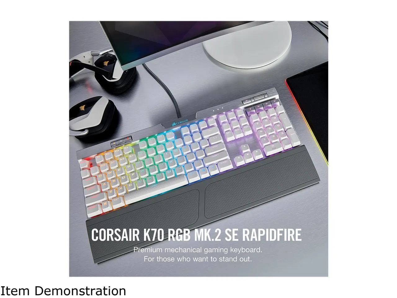 Corsair Keyboard K70 RGB MK.2 SE Cherry MX Speed Mechanical Gaming Keyboard with RGB LED Backlit and White PBT Keycaps - CH-9109114-NA