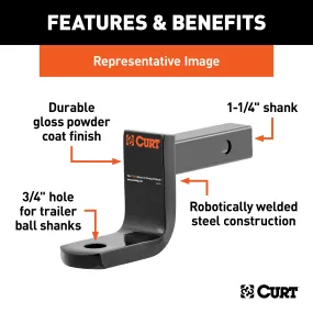 CURT 45017 Class 2 Ball Mount (1-1/4in. Shank; 3;500 lbs.; 3-1/4in. Drop; 6-1/4in. Long)