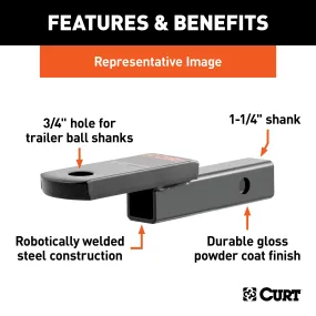 CURT 45018 Class 1 Ball Mount (1-1/4in. Shank; 2;000 lbs.; 1-1/4in. Drop; 6-3/4in. Long)