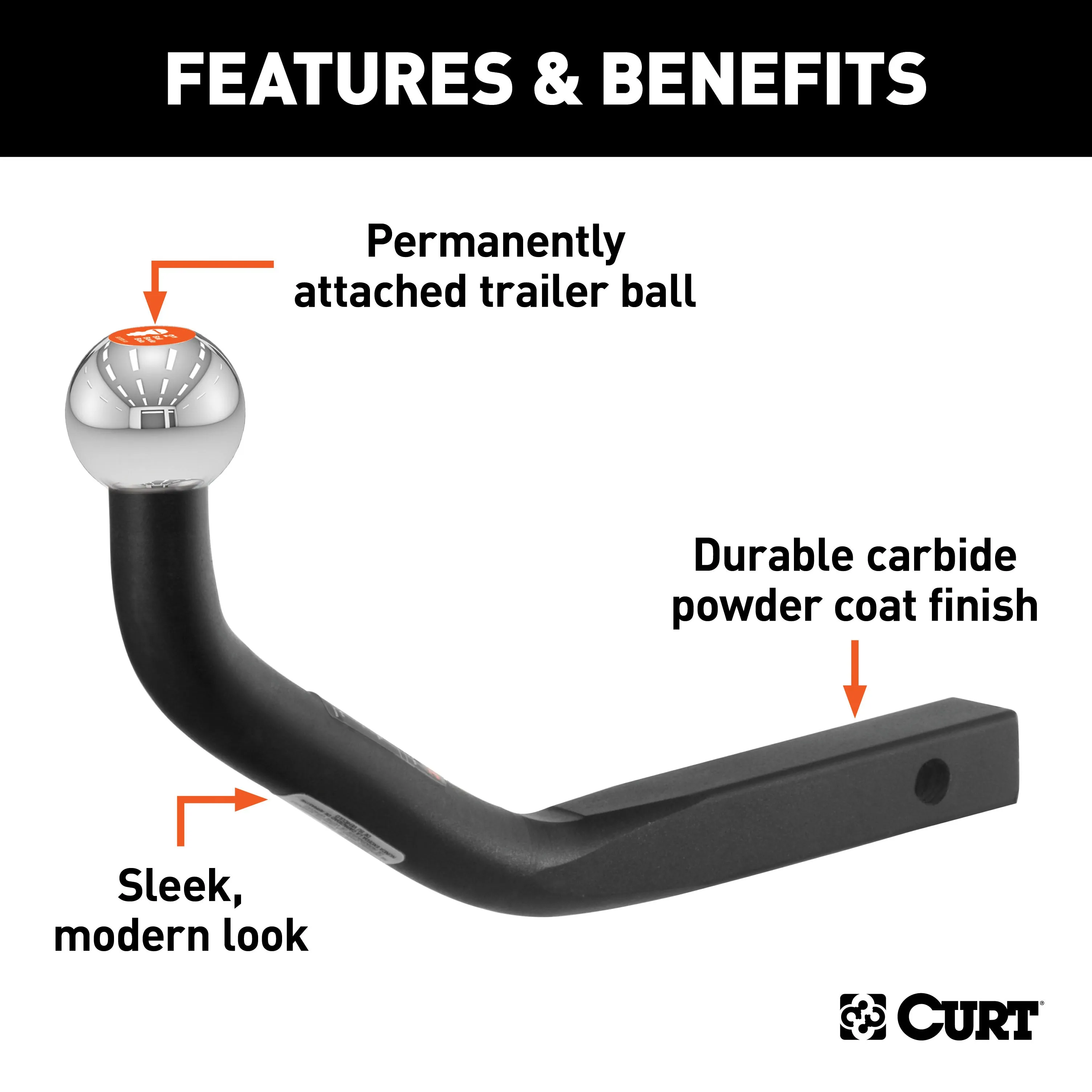 CURT 45592 Euro Mount (2in. Ball; 1-1/4in. Shank; 3;500 lbs.; 5-1/8in. High; 11-1/4in. Long