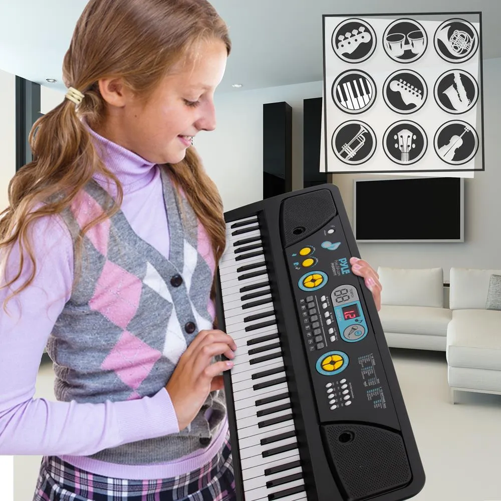 Digital Musical Karaoke Keyboard - Portable Electronic Piano Keyboard With Built-In Rechargeable Battery & Wired Microphone (61 Keys)