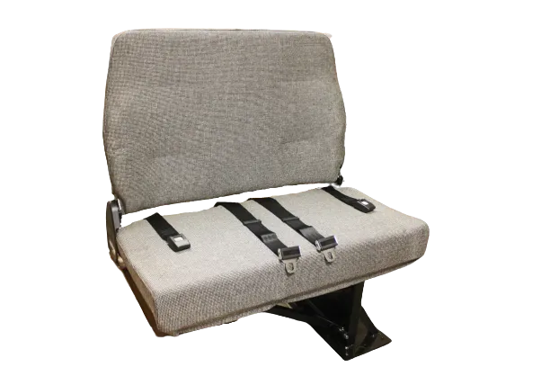 Double Mid Back BV Foldaway Bus Seat in Gray Cloth with 2-Point Belts - Street Side