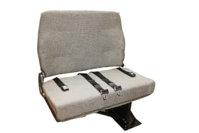 Double Mid Back BV Foldaway Bus Seat in Gray Cloth with 2-Point Belts - Street Side