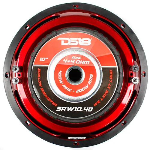 DS18 SRW Shallow 10" Subwoofer 400 Watts Max Power Dual 4 Ohm Car Audio SRW10.4D