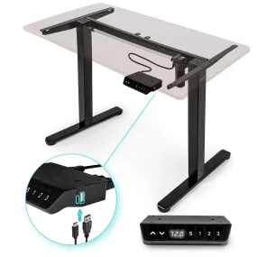 Duronic Electric Standing Desk TM51 BK - FRAME ONLY – Sit Stand Height Adjustable Office Desk 72-118cm, Ergonomic Workstation, Memory Function, Single Motor – BLACK