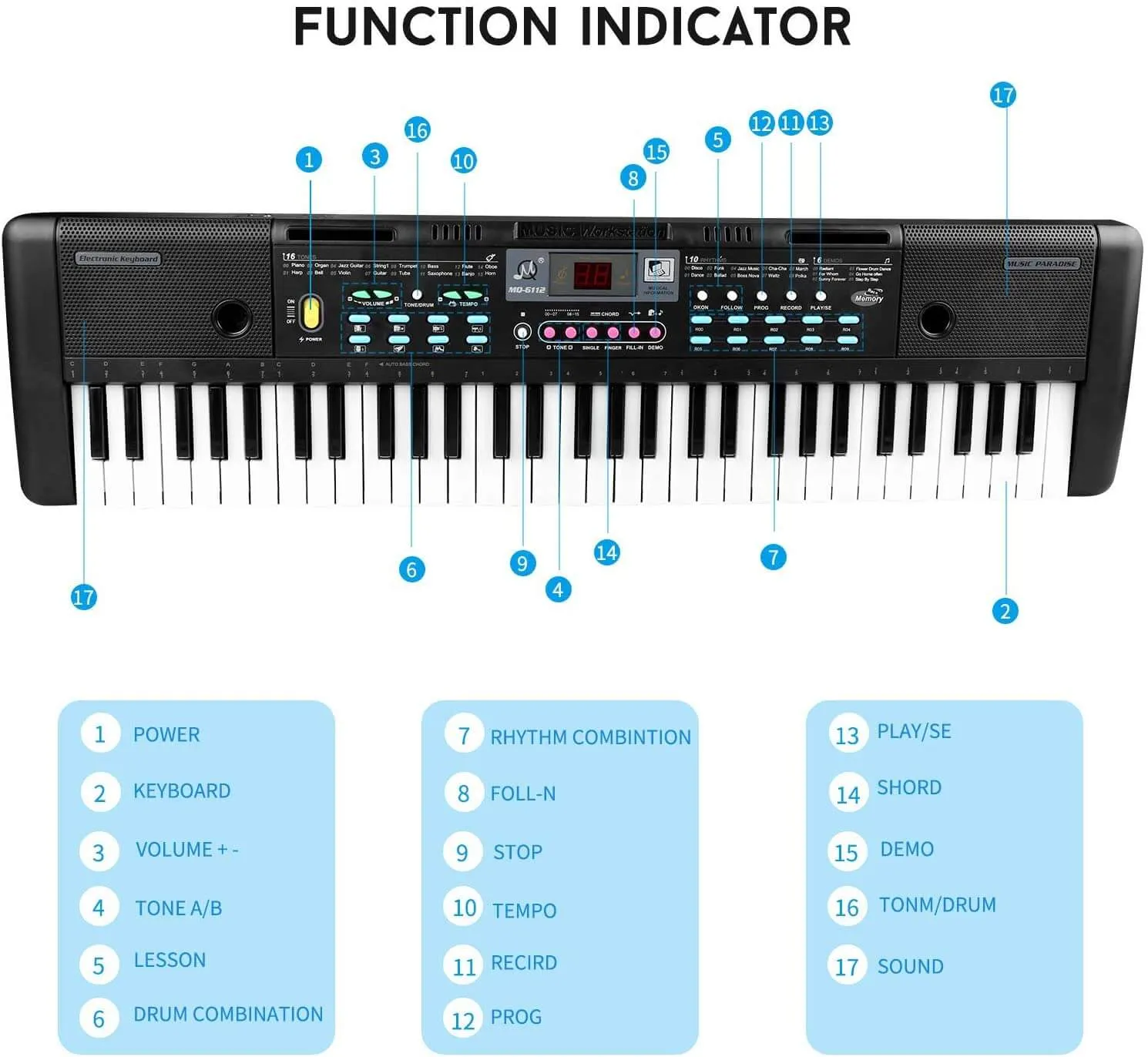 Electric Keyboard Piano 61 Keys