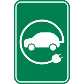 Electric Vehicle Charging Sign White on Green Background