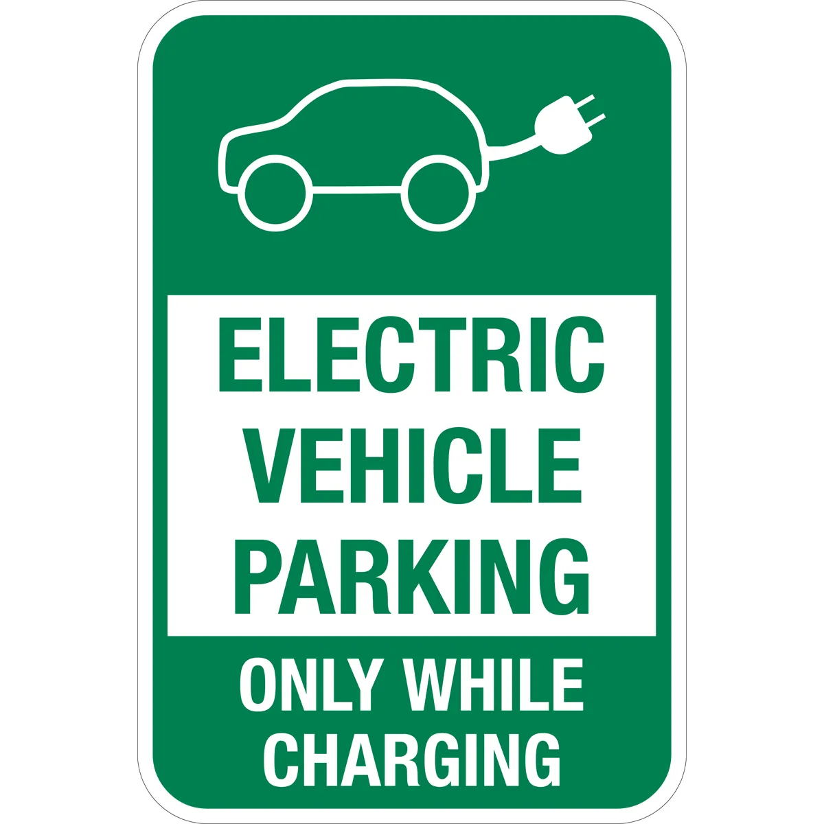 Electric Vehicle Parking Only White Charging Sign Green and White