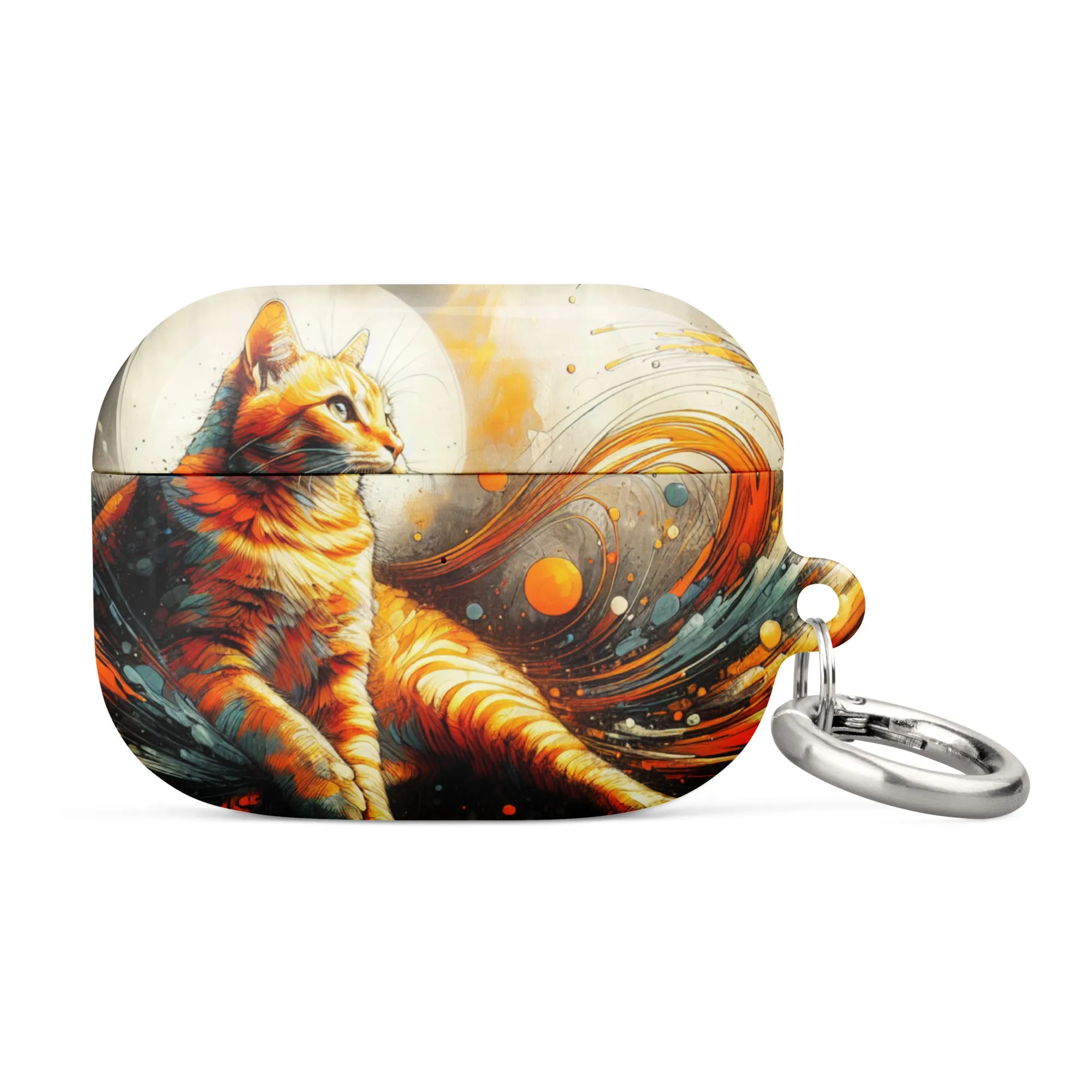 Elegant Cat AirPods® Case | Impact-Absorbing Polycarbonate | Metal Carabiner | Scratch & Drop Protection