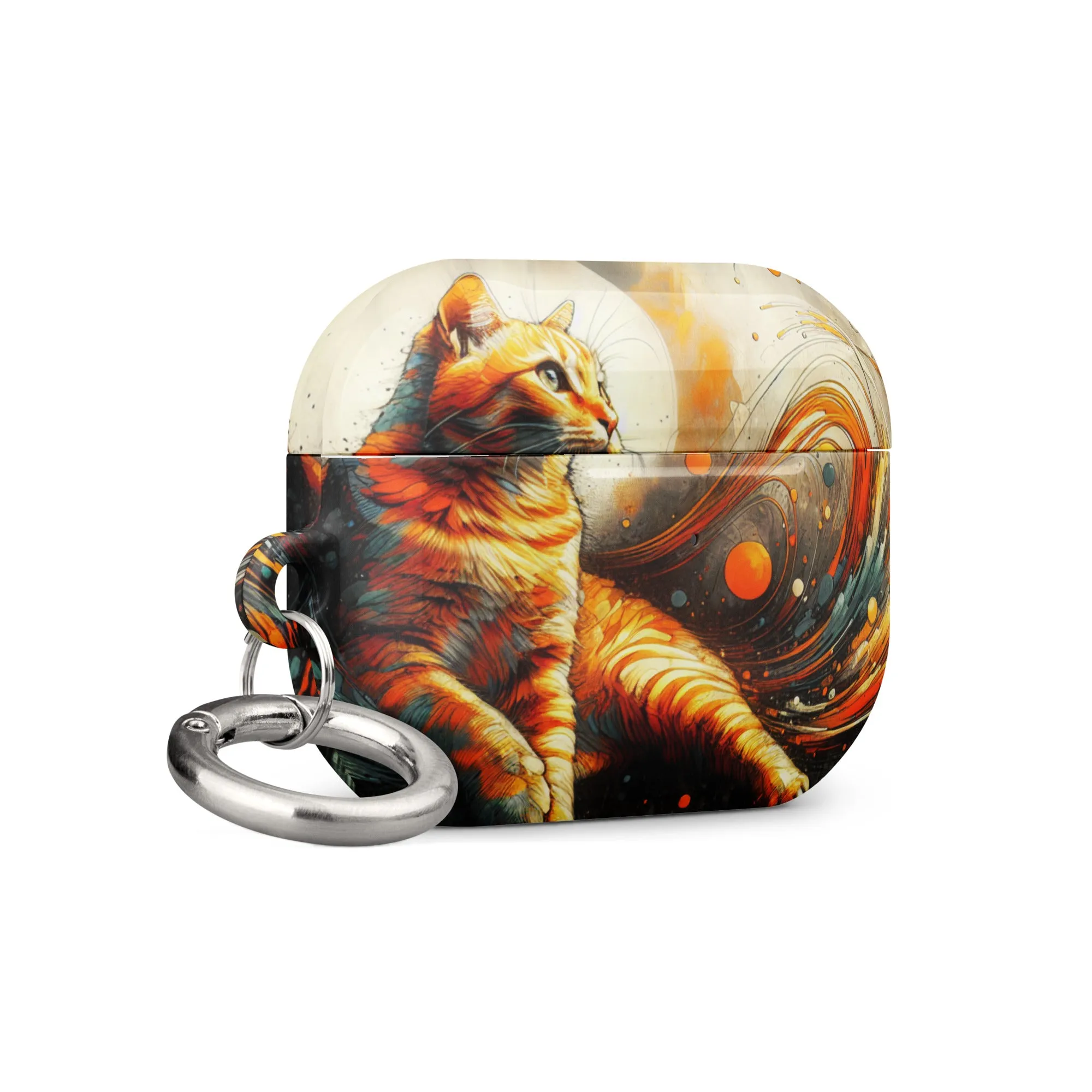 Elegant Cat AirPods® Case | Impact-Absorbing Polycarbonate | Metal Carabiner | Scratch & Drop Protection