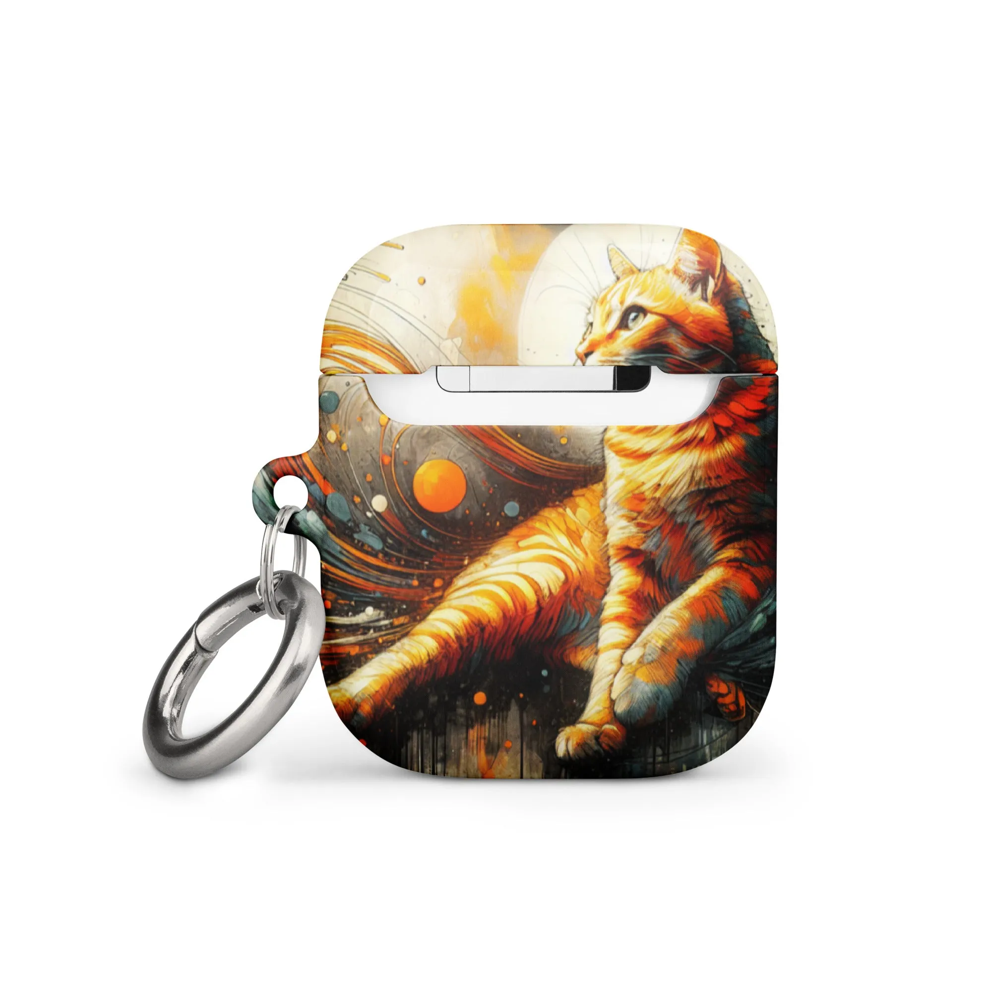 Elegant Cat AirPods® Case | Impact-Absorbing Polycarbonate | Metal Carabiner | Scratch & Drop Protection