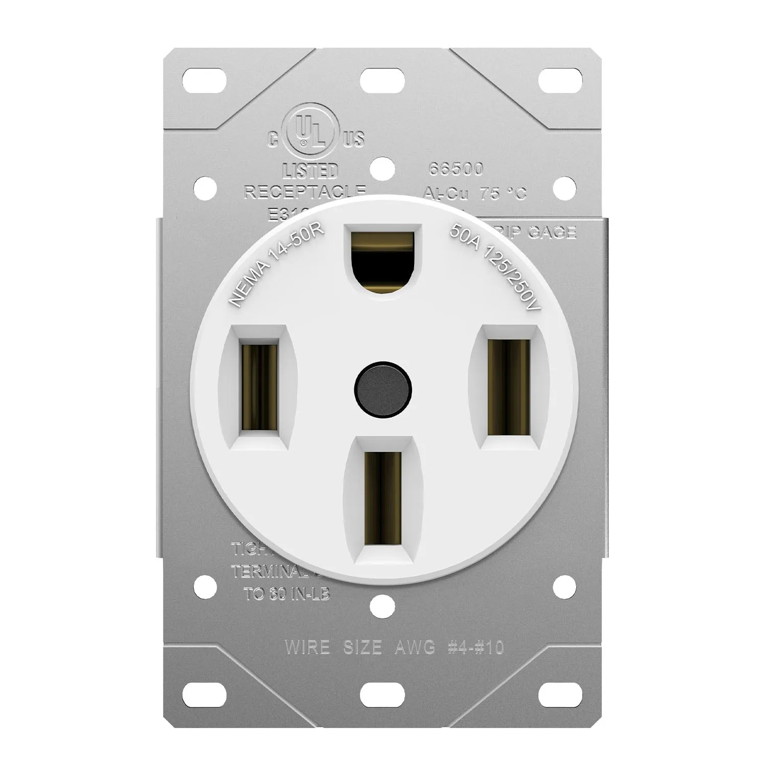 Enerlites 66500 Industrial Grade Flush Mount Receptacle, 50 Amp, NEMA 14-50R