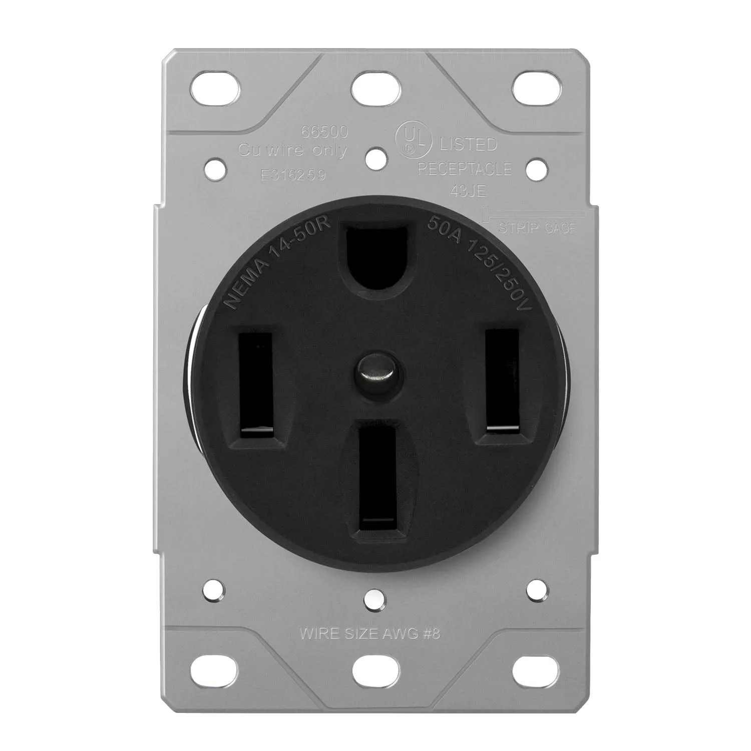 Enerlites 66500 Industrial Grade Flush Mount Receptacle, 50 Amp, NEMA 14-50R