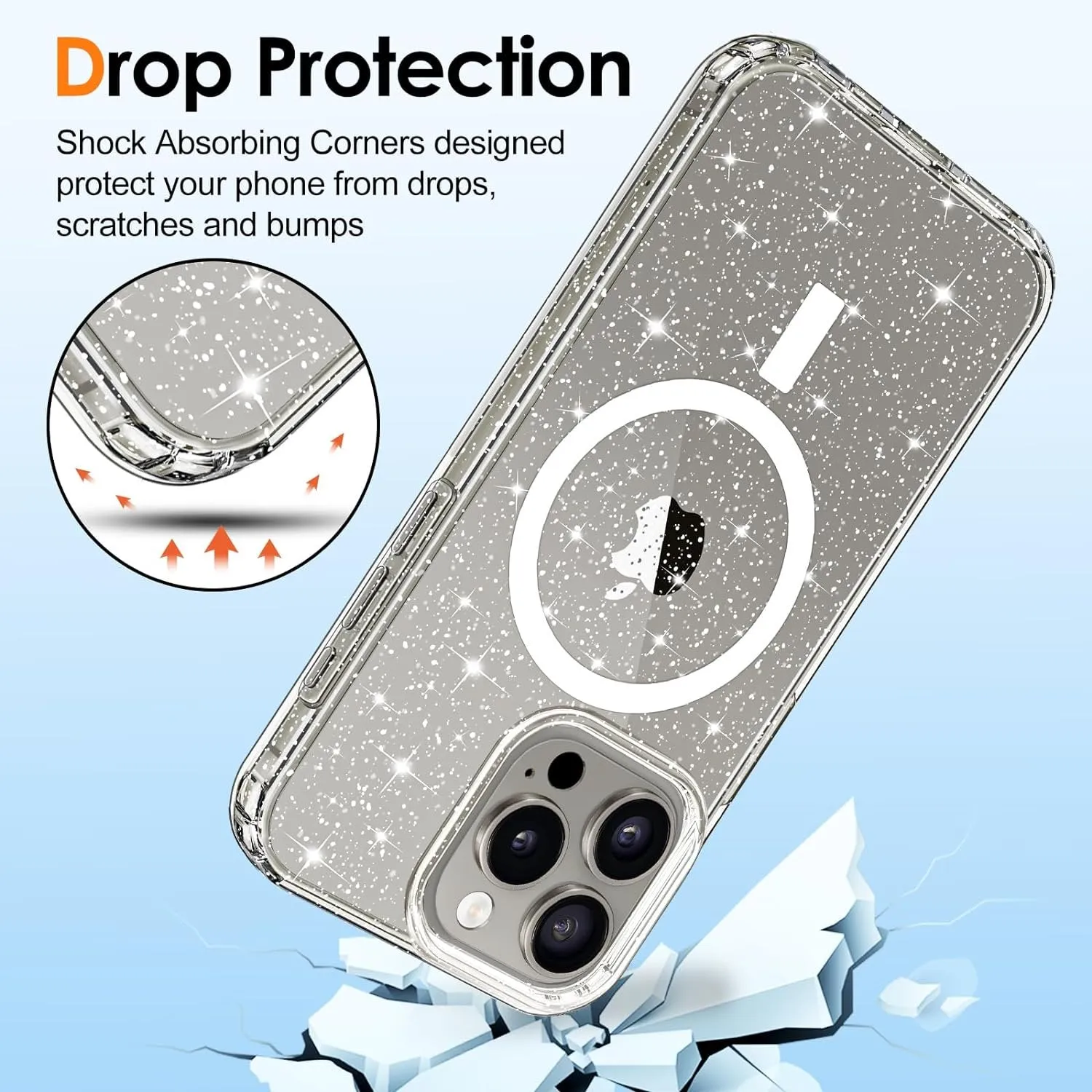 Entronix Apple iPhone 16 Pro Max [Magnetic-Compatible] Crystal Clear Case - Glitter