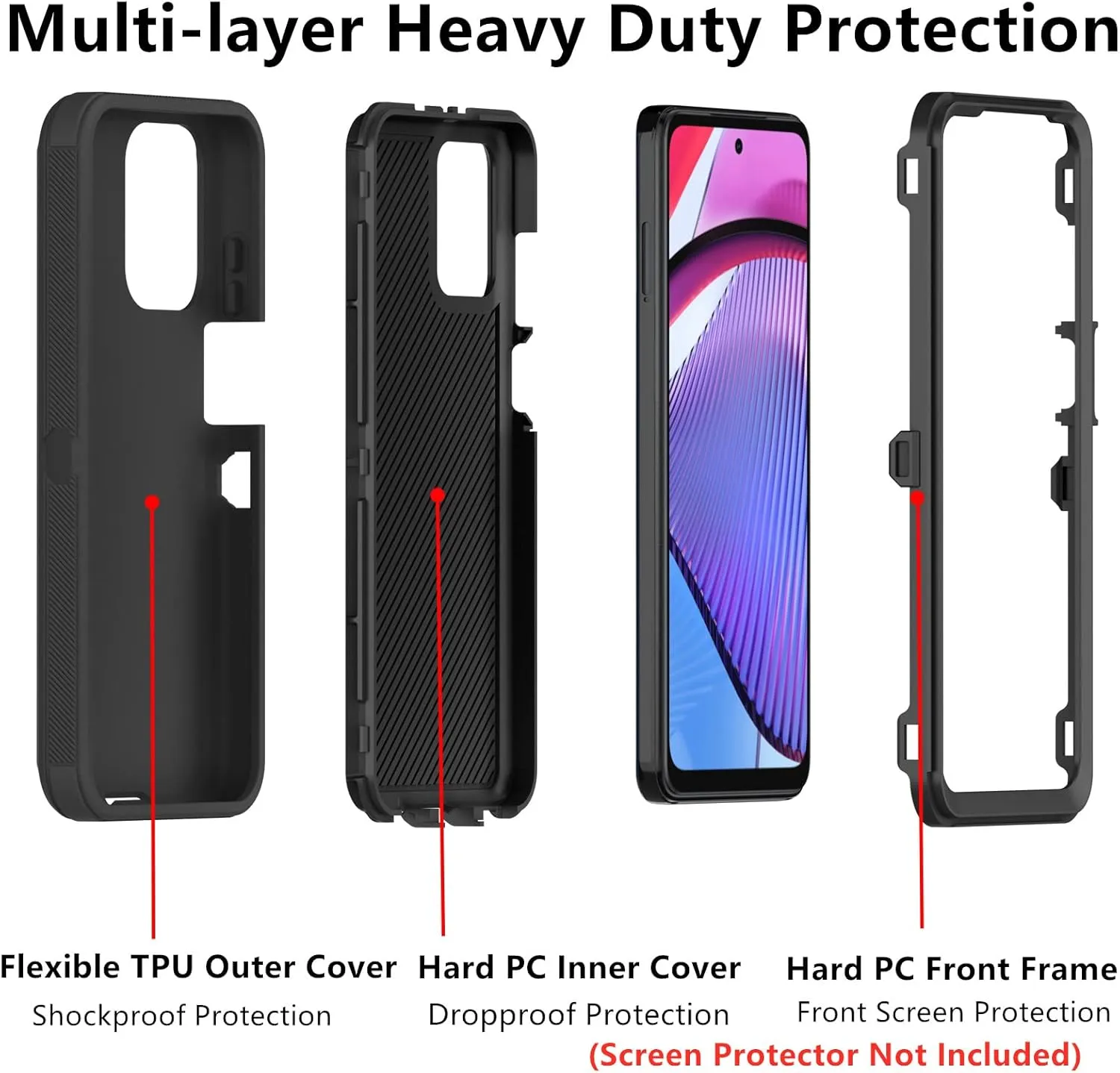 Entronix Heavy Duty Case for Google Pixel 6a, Triple-Layer & Full Protection,