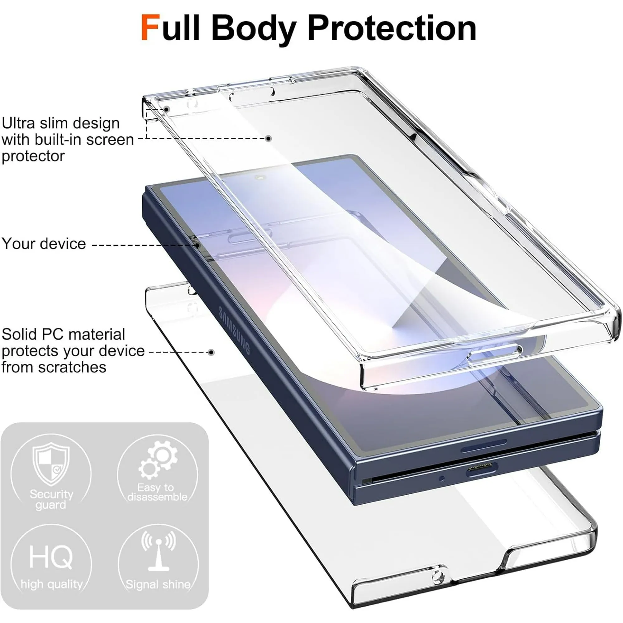 Entronix Samsung Galaxy Z Fold 6 [Magnetic-Compatible] Crystal Clear Case - Sturdy