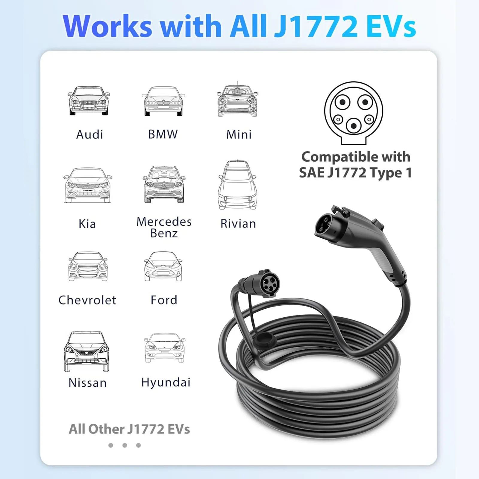 EVDANCE J1772 EV Extension Cord  40A 21/30/40 FT