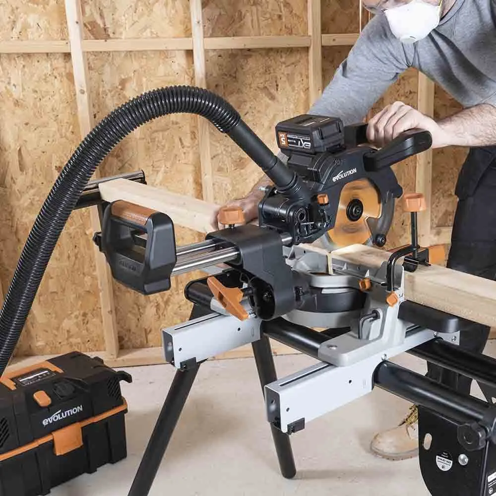 Evolution Cordless R185SMS-Li 185mm Sliding Mitre Saw 18v Li-Ion EXT Inc Multi-Material Blade