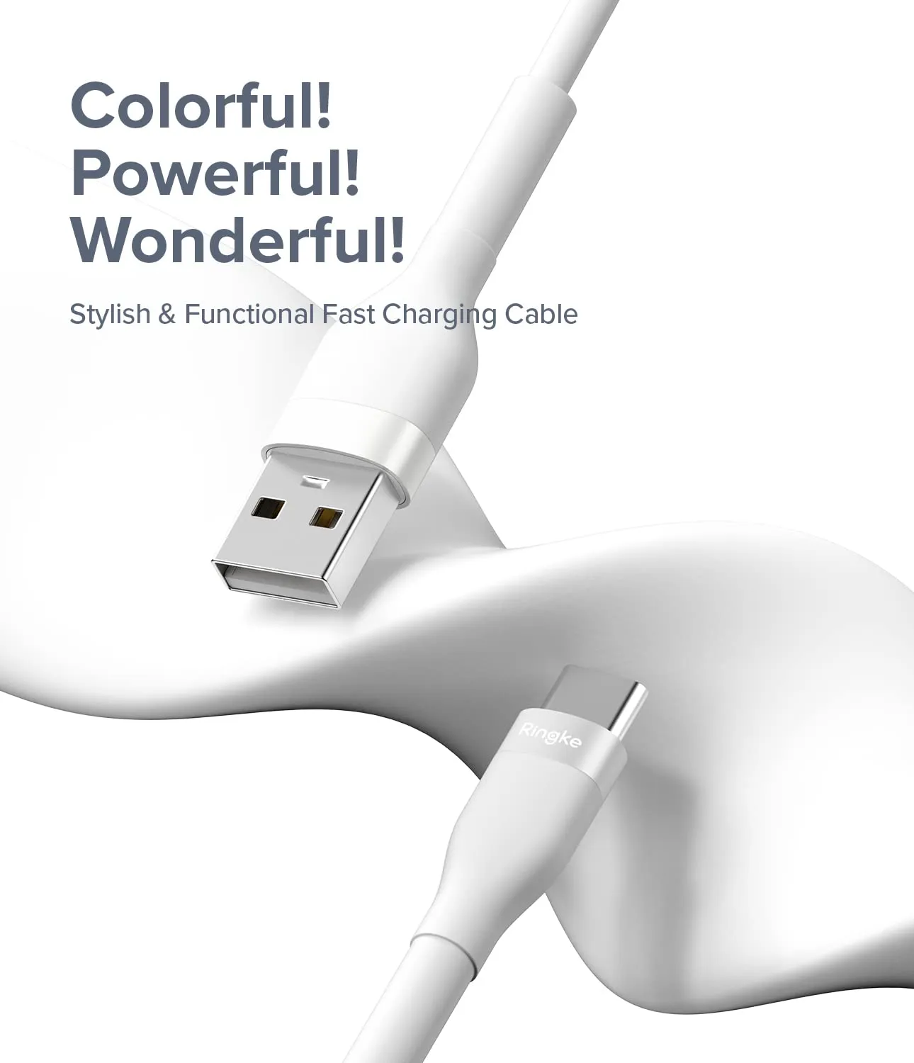 Fast Charging Pastel Cable | USB Type A to Type C | White  2m