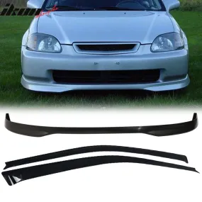 Fits Honda Civic 99-00 EK 3D Front Bumper Lip   Sun Window Visor