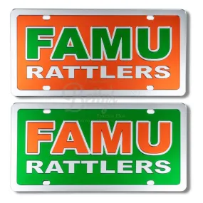 Florida A&M University FAMU Rattlers Laser Engraved Mirrored Acrylic Auto Tag License Plate