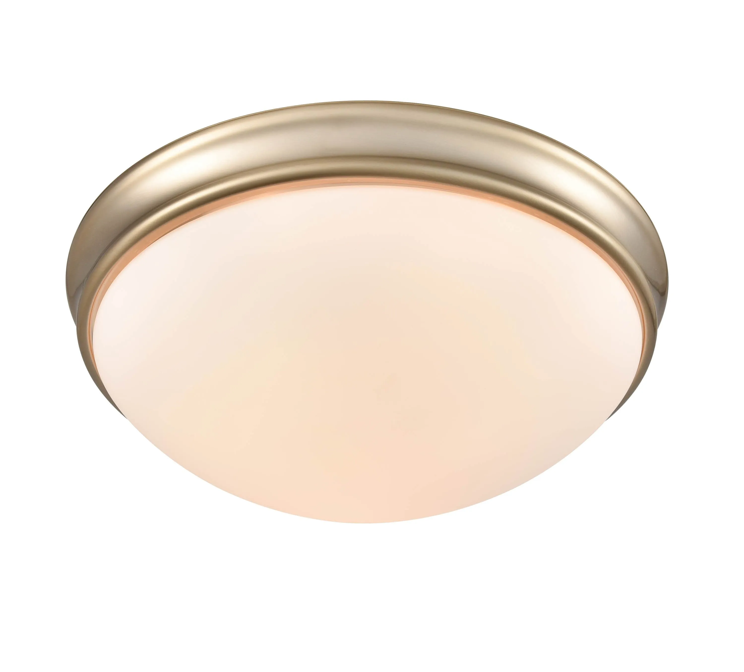 Flush Mount Fixture - Modern Gold - Etched White Glass - 14in. Diameter - E26 Medium Base