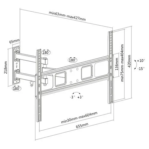 Full-motion Articulating TV Wall Mount for TV's 37"-70"