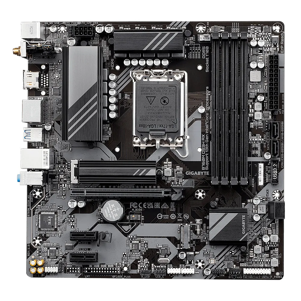 Gigabyte Ultra Durable B760M DS3H AX DDR5 WiFi6 Standard Micro-ATX (mATX) Intel Motherboard | Intel LGA1700 Socket